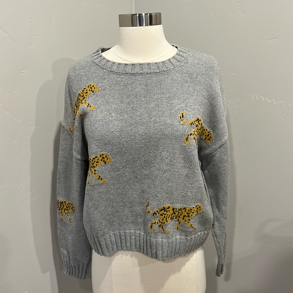 Rails Sweaters - Rails Perci Gray Jungle Cat Sweater
